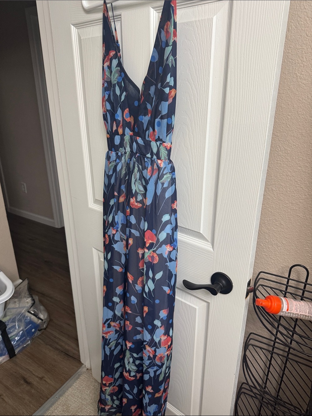 Floral Navy Plunge Dress